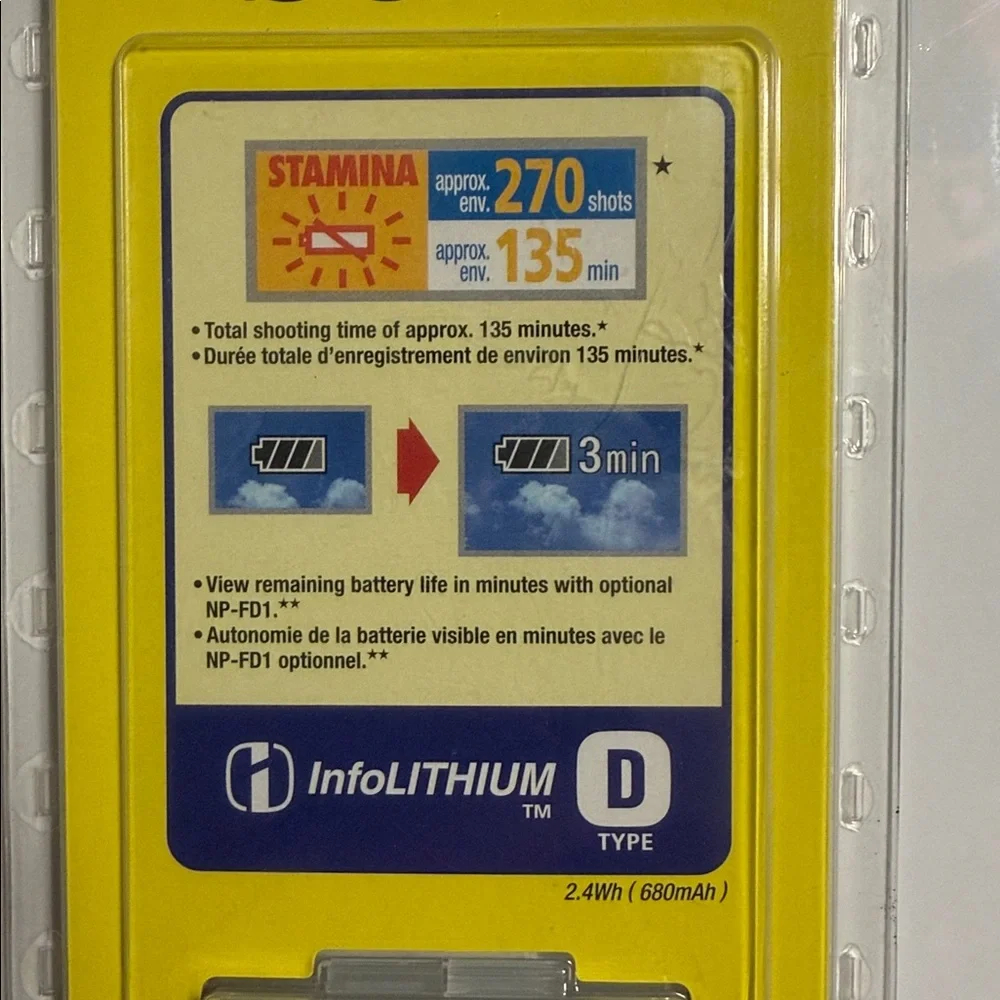 Sony NP-FD1 Digital Camera Battery Pack-Cyber-Shot-680mAh